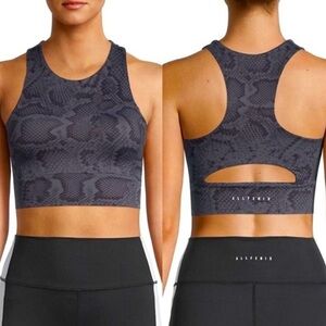 Allfenix Snakeskin Python Blue Black Long Sportsbra Bra Pads Medium Activewear